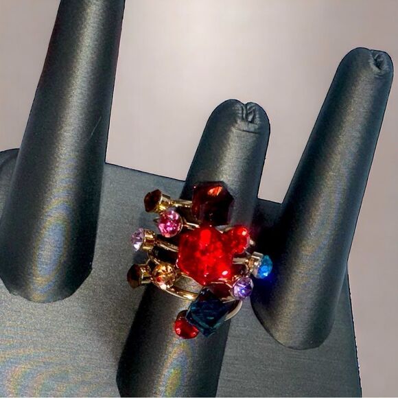 Fancy Cocktail Ring l Multi-Faceted  Gold Band l Size 6 l New - Picture 2 of 14